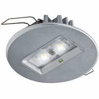 Decentraal 2 watt, rond alu continu